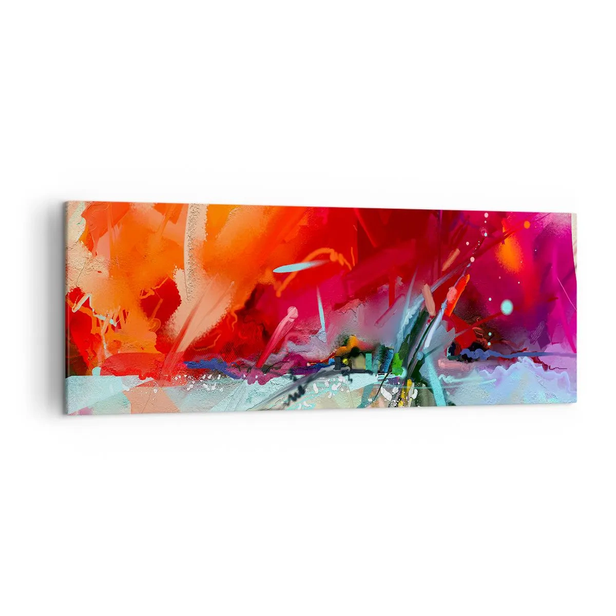 Bild auf Leinwand - Leinwandbild - Abstrakte Landschaft in intensiven Farben - 140x50cm - Eine Explosion von Lichtern und Farben - Moderne Wanddekoration für Wohnzimmer und Schlafzimmer ARTTOR