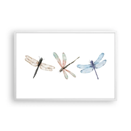 Poster in einem weißen Rahmen - Schwerelose Libellen - 91x61 cm