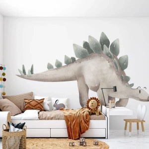 Maßgeschneiderte Fototapete Premium Sand - Euer Freund - Dinosaurier, Kinder, Stegosaurus