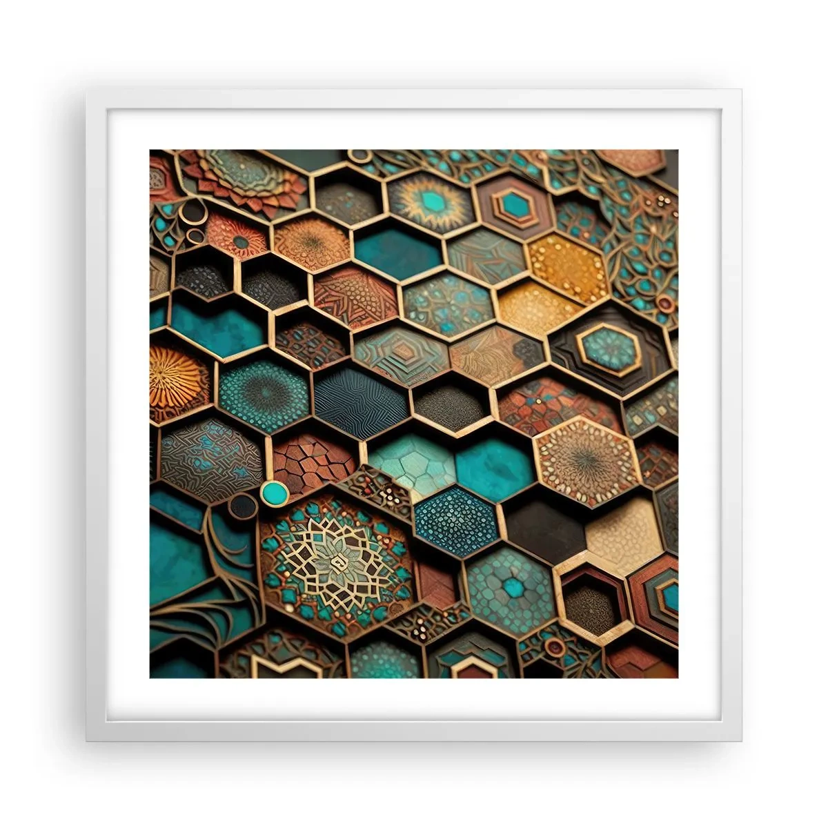 Poster in einem weißen Rahmen - Arabische Ornamente – Variation - 50x50 cm