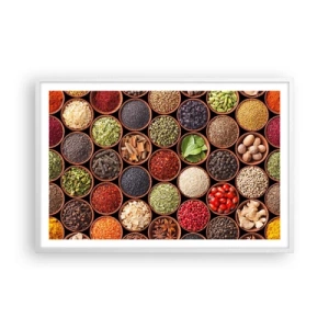 Poster in einem weißen Rahmen - Alle Aromen der Welt - 91x61 cm