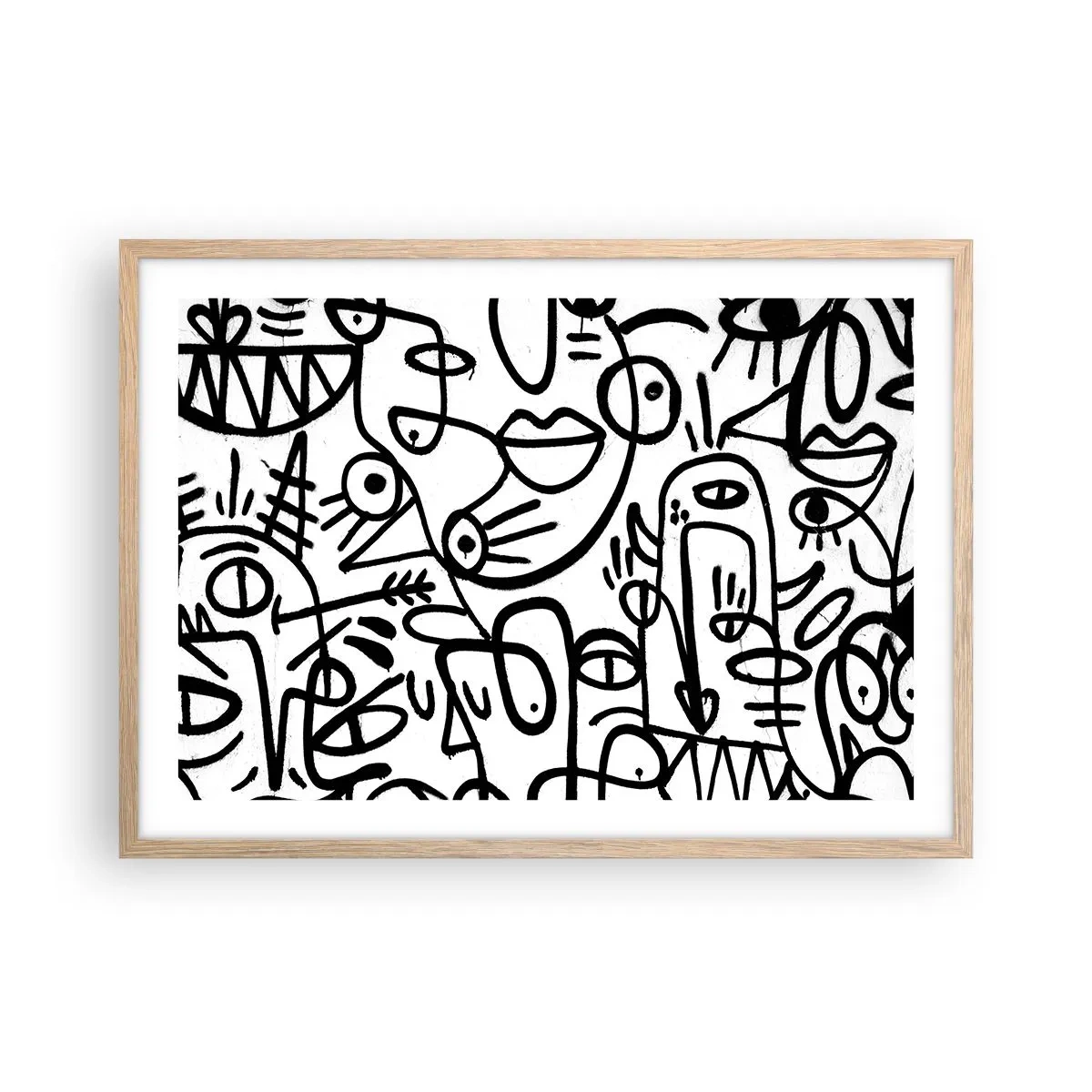 Poster in einem Rahmen aus heller Eiche - Gesichter und Luftspiegelungen - 70x50 cm
