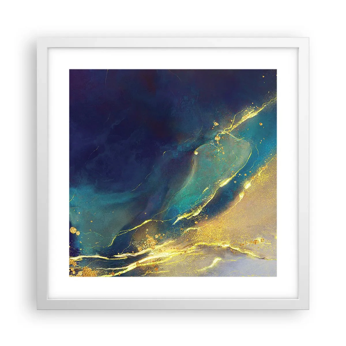 Poster in einem weißen Rahmen - Der goldene Teich - 40x40 cm