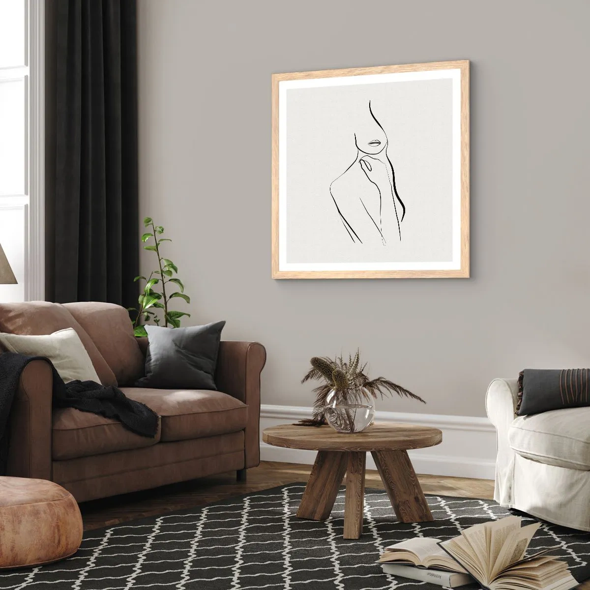 Poster in einem Rahmen aus heller Eiche - Eine Welle der Melancholie - 30x30 cm