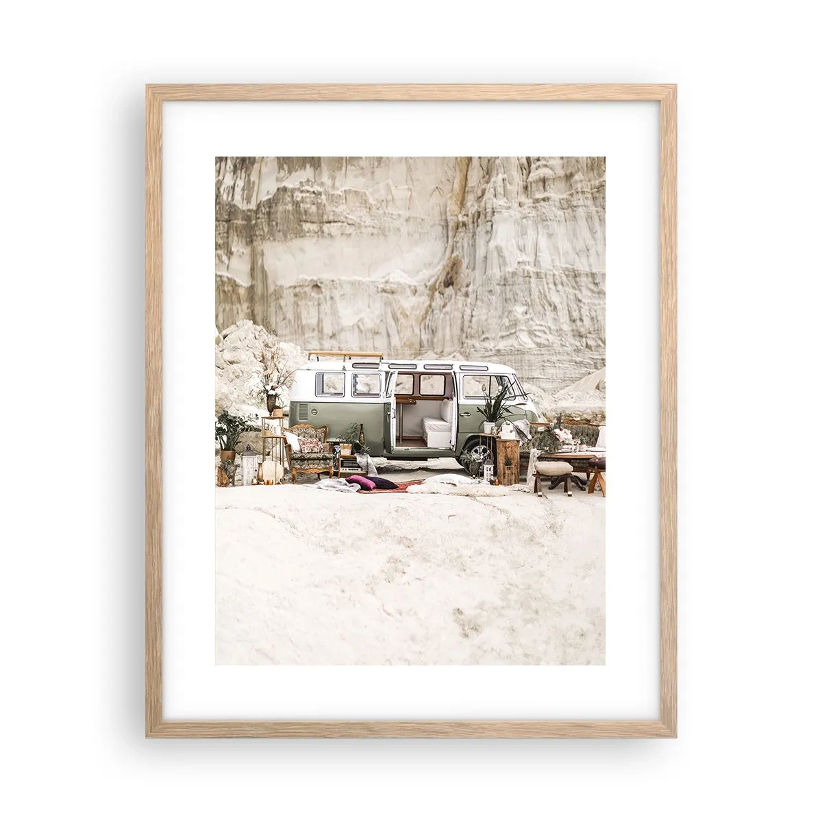 Poster in einem Rahmen aus heller Eiche - Es ist die Zeit, die Reise zu beginnen - 40x50 cm