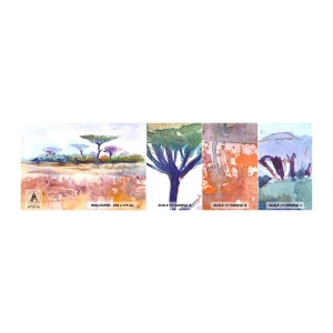 Fototapeten Muster Selbstklebend Deluxe Sticker - Savannah-Farben - Landschaft, Savanne, Afrika - 100x30 cm