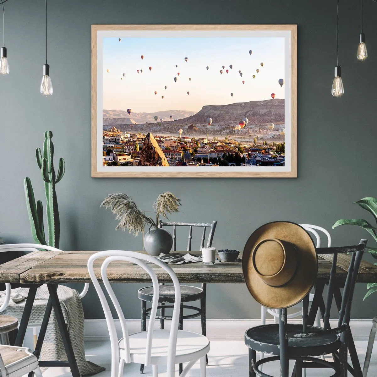 Poster in einem Rahmen aus heller Eiche - Wie Schiffe am Himmel - 100x70 cm