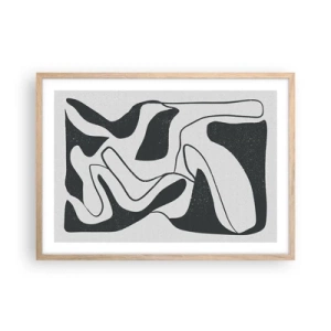 Poster in einem Rahmen aus heller Eiche - Abstraktes Spiel im Labyrinth - 70x50 cm
