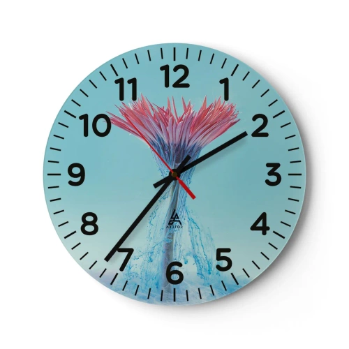 Wanduhr - Glasuhr - In einer belebenden Umarmung - 30x30 cm