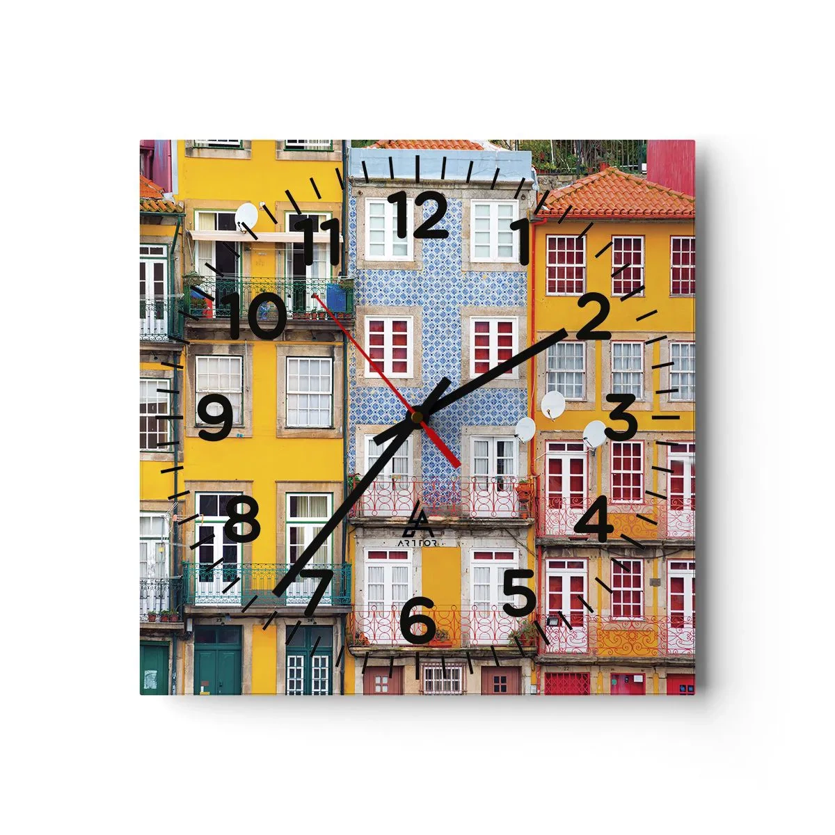 Wanduhr - Glasuhr - Farben der Altstadt - 40x40 cm