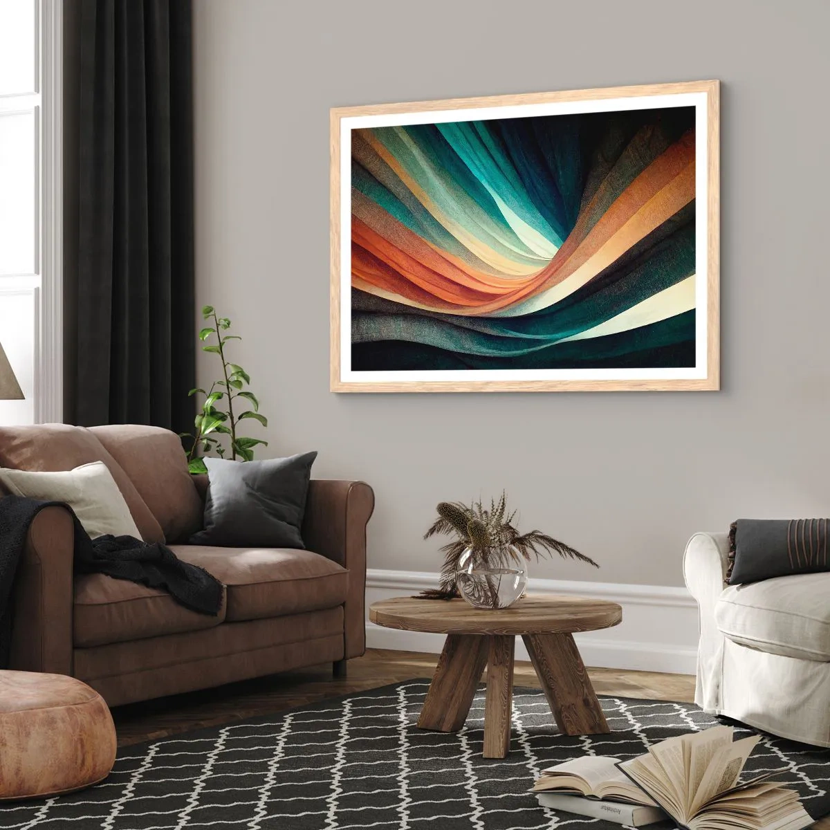 Poster in einem Rahmen aus heller Eiche - Aus Farben gewebt - 91x61 cm