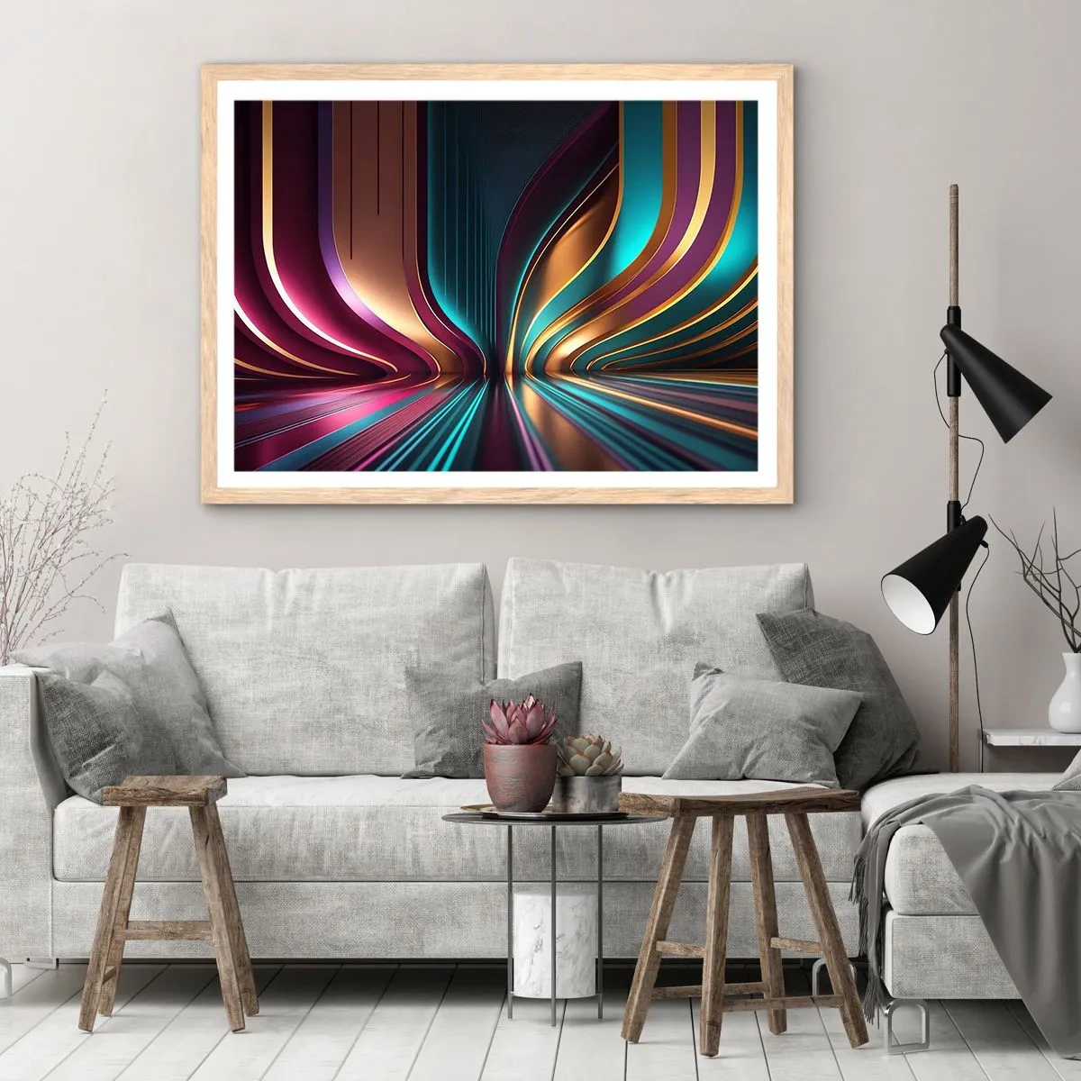 Poster in einem Rahmen aus heller Eiche - Architektur des Lichts - 91x61 cm