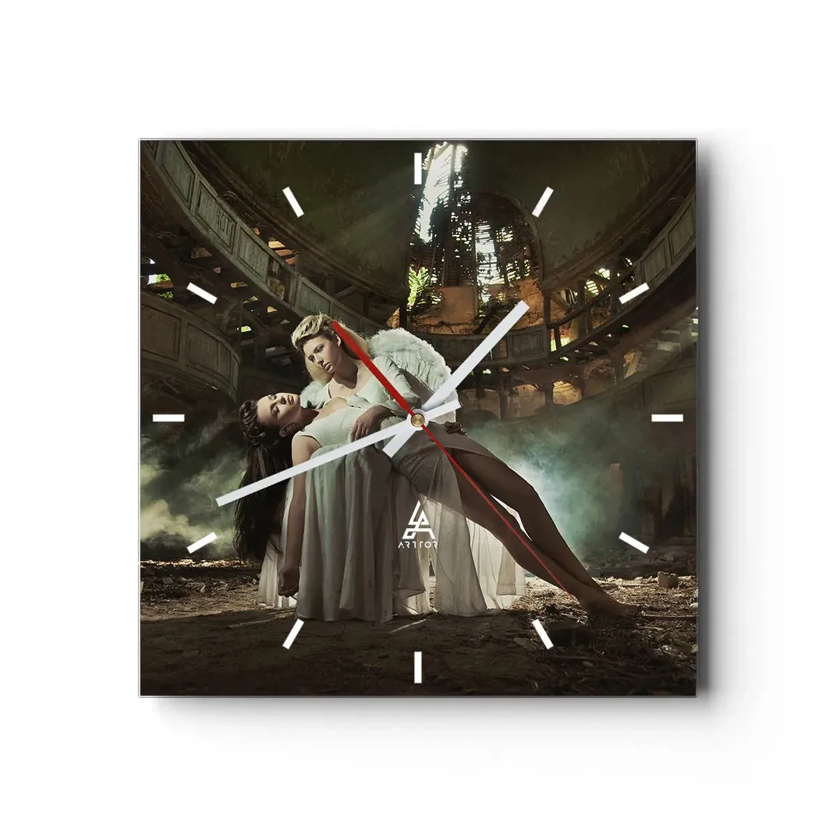 Wanduhr - Glasuhr - Der Geist des alten Theaters - 40x40 cm