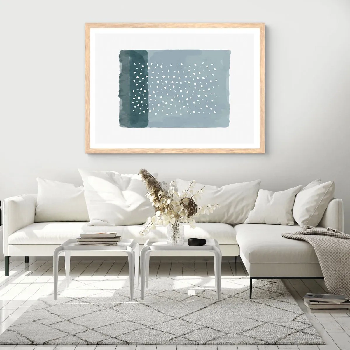 Poster in einem Rahmen aus heller Eiche - Auf Blau gewachsen - 50x40 cm