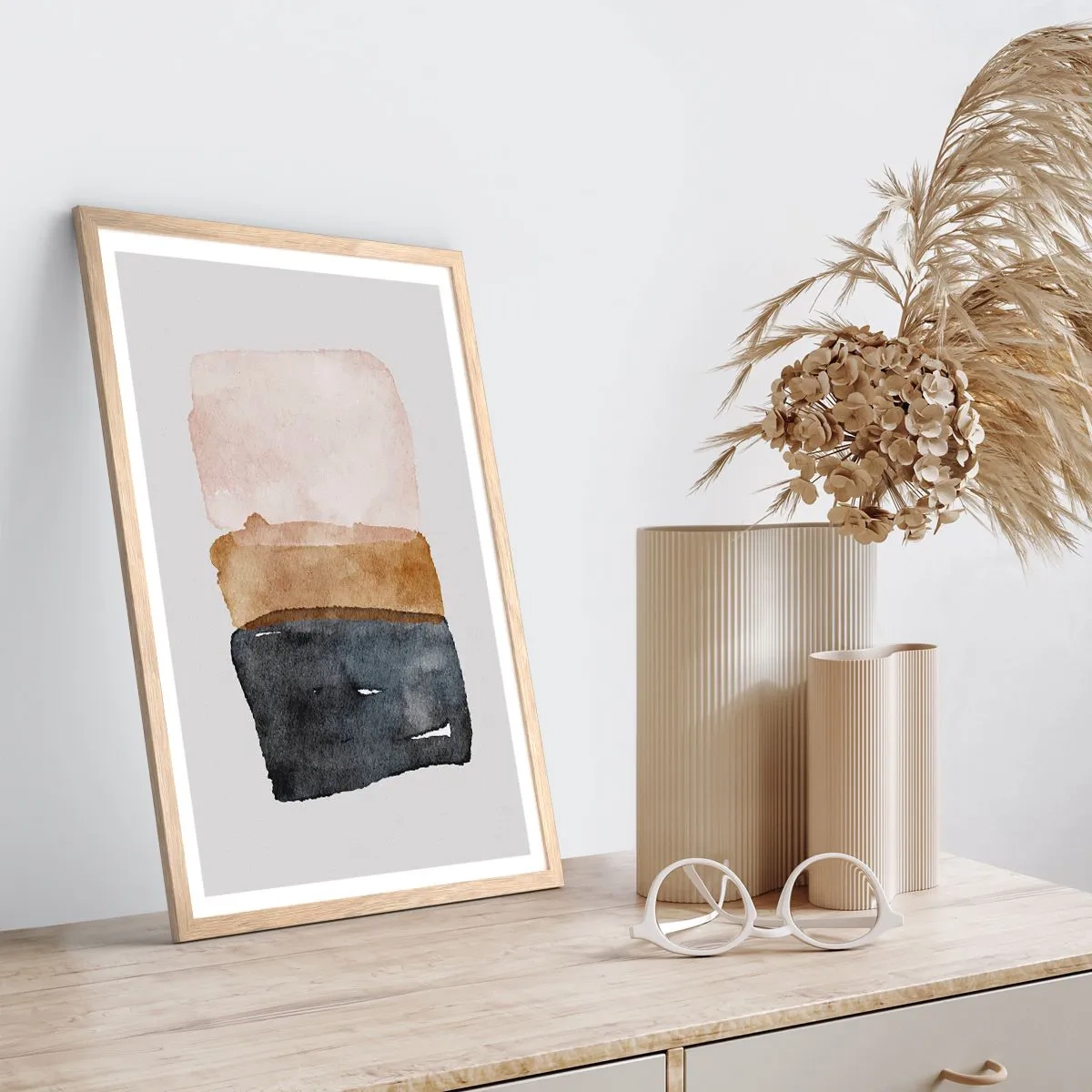Poster in einem Rahmen aus heller Eiche - Die Komposition der Farben der Erde - 70x100 cm