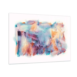 Glasbild - Bild auf glas - Bunte Pinselstriche in Pastellabstraktion - 100x70cm - Buntes Durcheinander - Moderne Wanddekoration für Wohnzimmer und Schlafzimmer ARTTOR