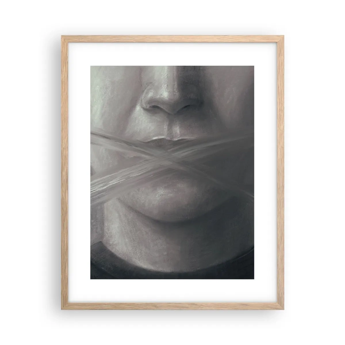 Poster in einem Rahmen aus heller Eiche - Ohne ein Wort - 40x50 cm