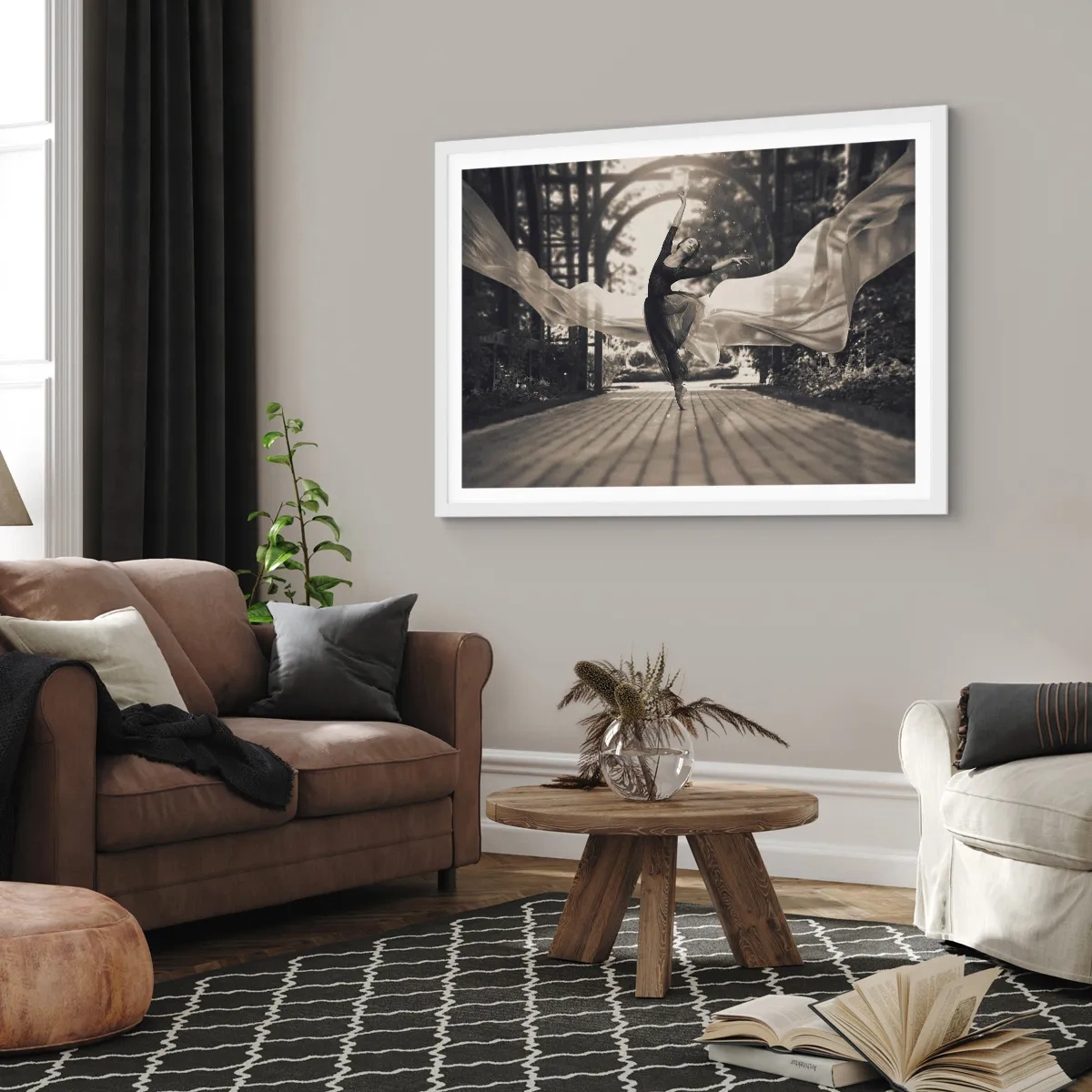 Poster in einem weißen Rahmen - Der Tanz des Gartengeistes - 70x50 cm