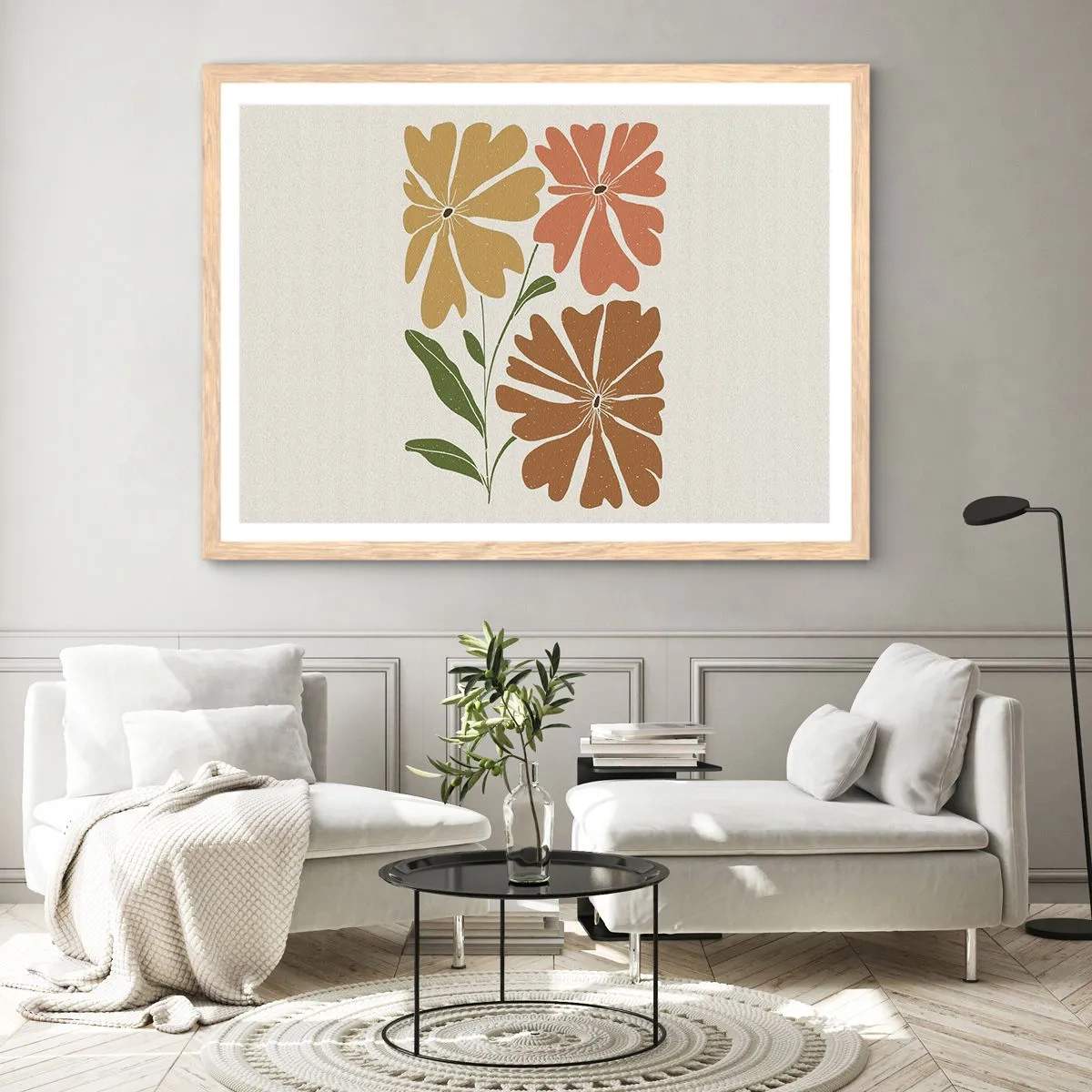Poster in einem Rahmen aus heller Eiche - Natur und Geometrie - 100x70 cm