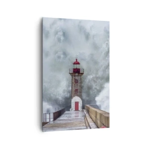 Bild auf Leinwand - Leinwandbild - Ein Leuchtturm, umgeben von rauen Wellen - 80x120cm - Das Rauschen des Wassers, der Lärm wird wehen - Moderne Wanddekoration für Wohnzimmer und Schlafzimmer ARTTOR