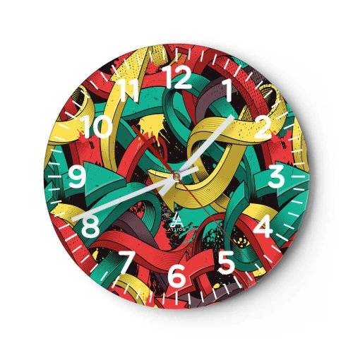 Wanduhr - Glasuhr - Welcher Weg zum Ziel? - 30x30 cm