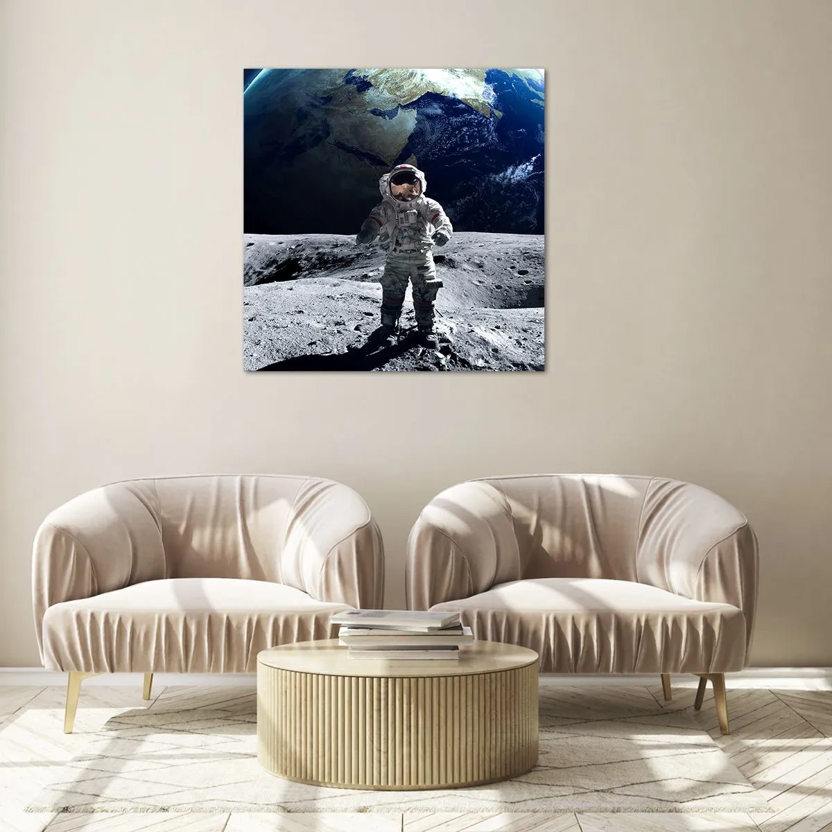Glasbild - Bild auf glas - Grüße vom Mond - 70x70 cm