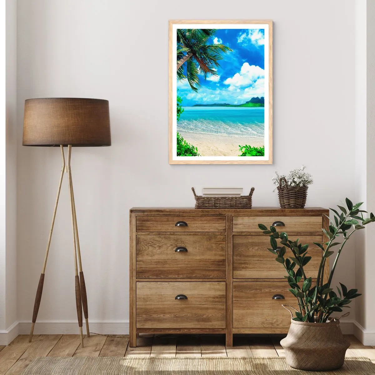 Poster in einem Rahmen aus heller Eiche - Das Azurblau der Tropen - 40x50 cm