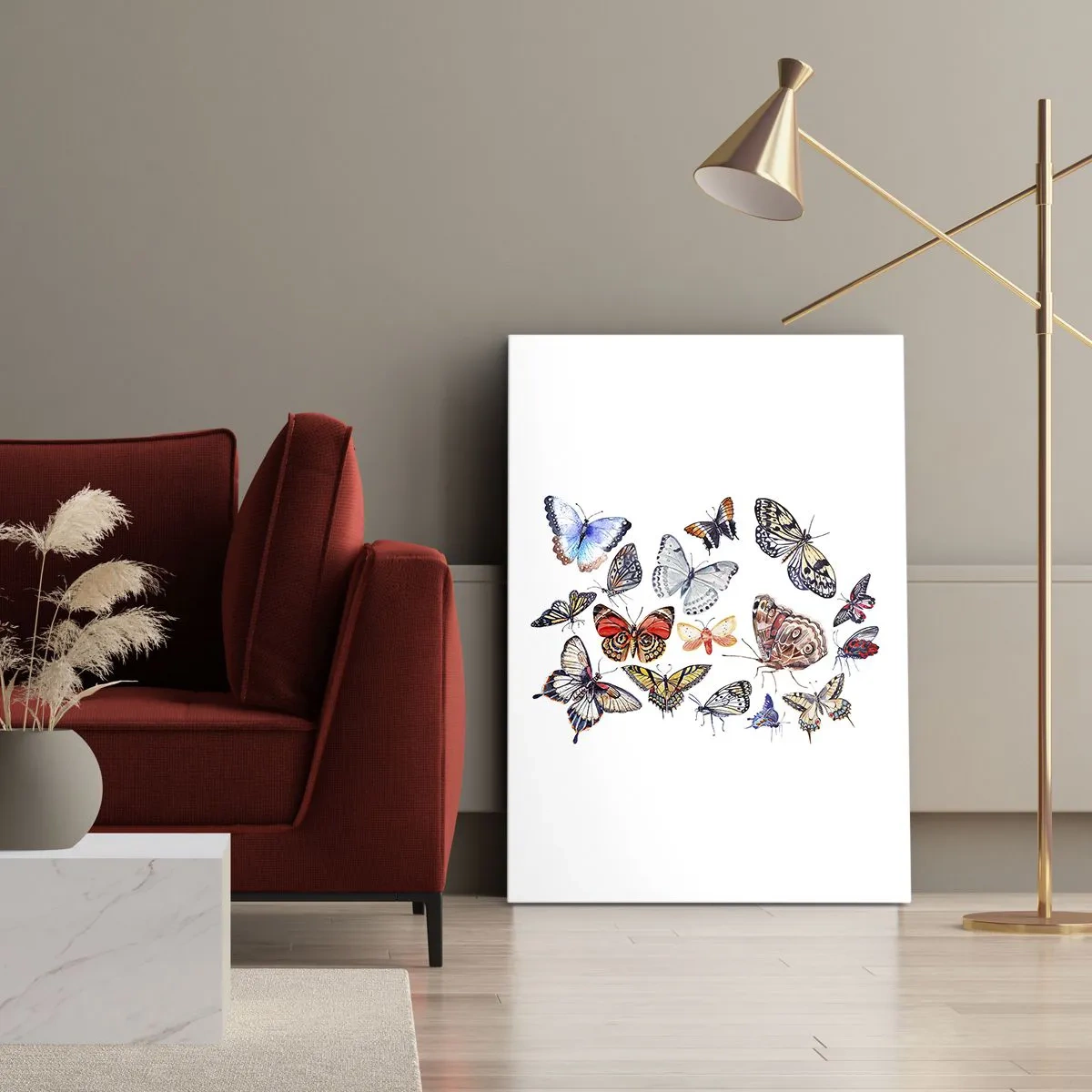 Bild auf Leinwand - Leinwandbild - Spitzen, bunter Schwarm - 65x120 cm