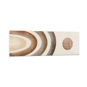 Glasbild - Bild auf glas - Geometrisches Planetenmotiv in Brauntönen - 160x50cm - In einer weit entfernten Galaxie - Moderne Wanddekoration für Wohnzimmer und Schlafzimmer ARTTOR