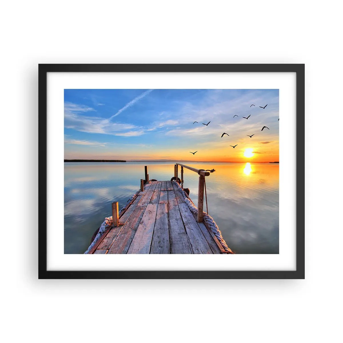 Poster in einem schwarzem Rahmen - Lauf direkt der Sonne entgegen - 50x40 cm