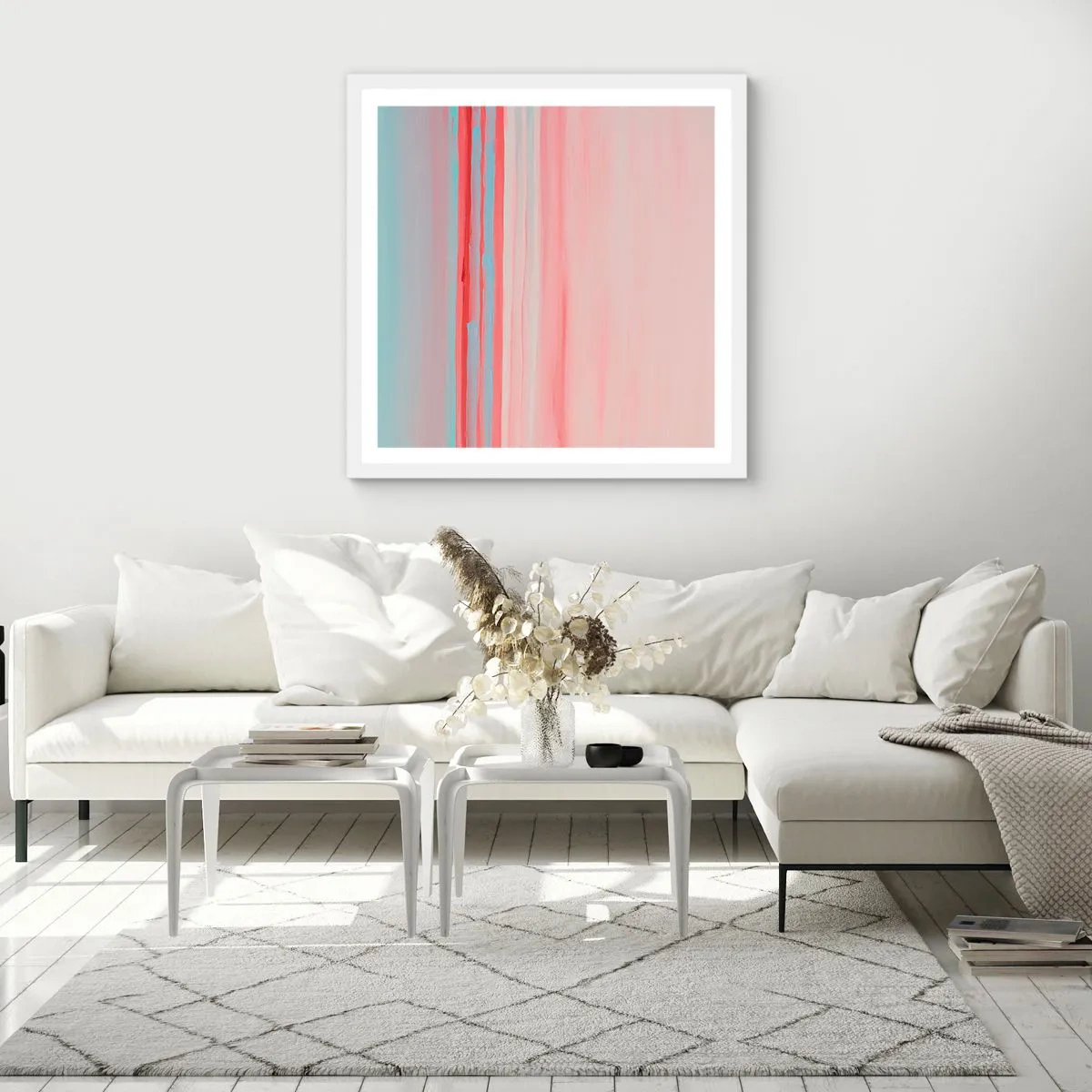 Poster in einem weißen Rahmen - Abstraktion im Morgengrauen - 50x50 cm