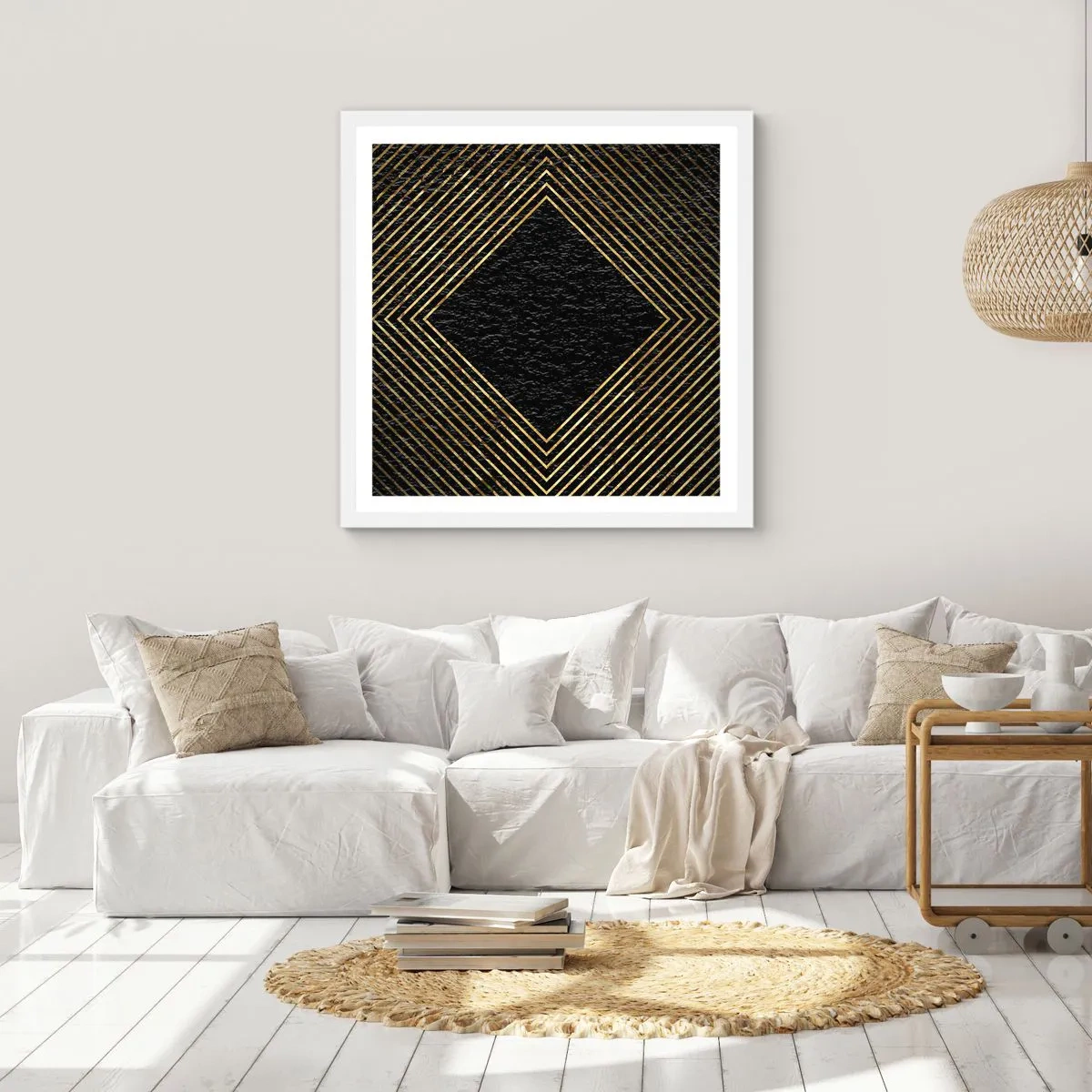 Poster in einem weißen Rahmen - Geometrie im glamourösen Stil - 50x50 cm