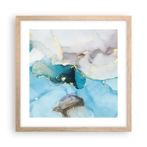 Poster in einem Rahmen aus heller Eiche - Eine Studie über das Zusammentreffen von Grau und Türkis - 40x40 cm