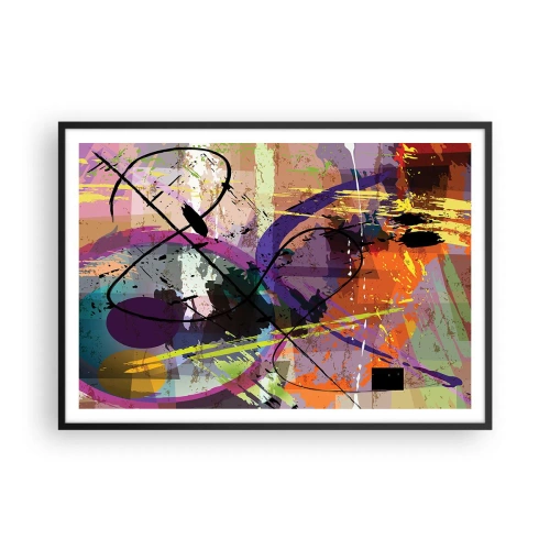 Poster in einem schwarzem Rahmen - Ein farbenfrohes abstraktes Muster mit dynamischen Linien und Formen. - 100x70cm - Du kannst geradeaus oder umhergehen - Moderne Wanddekoration für Wohnzimmer und Schlafzimmer ARTTOR