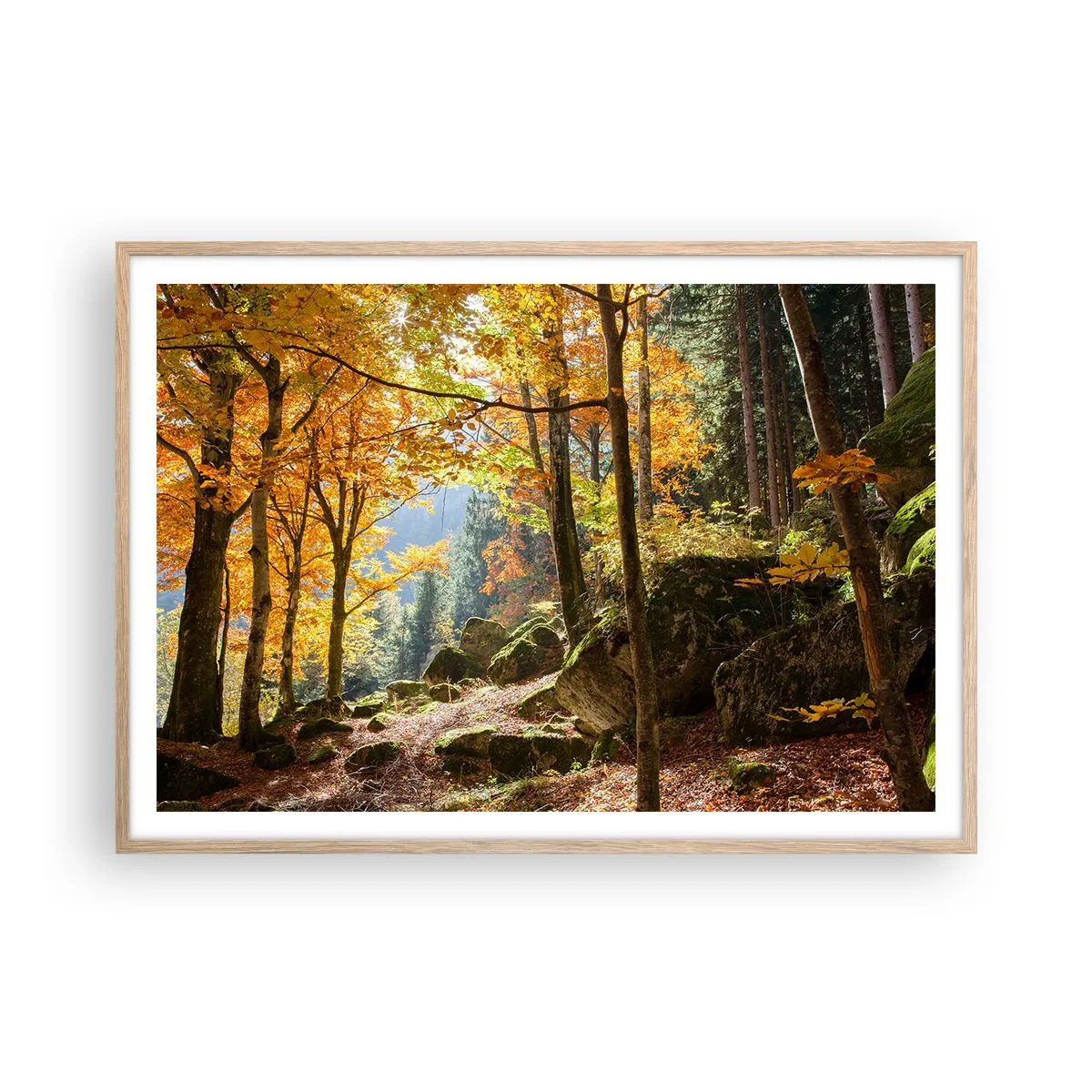 Poster in einem Rahmen aus heller Eiche - Zeit zum Entspannen - 100x70 cm