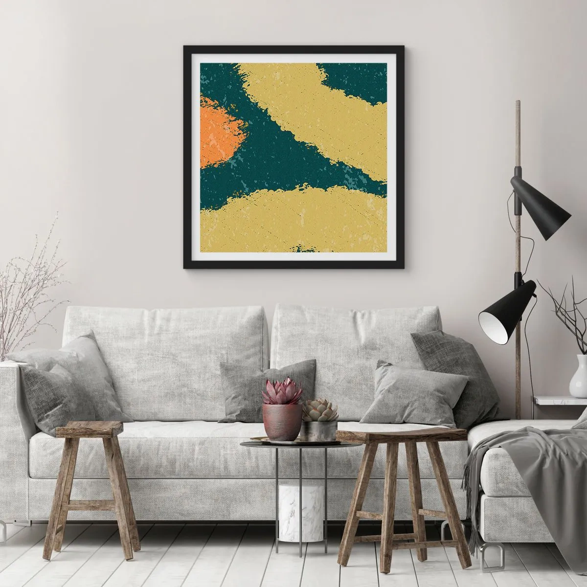 Poster in einem schwarzem Rahmen - Abstraktion – langsame Bewegung - 30x30 cm