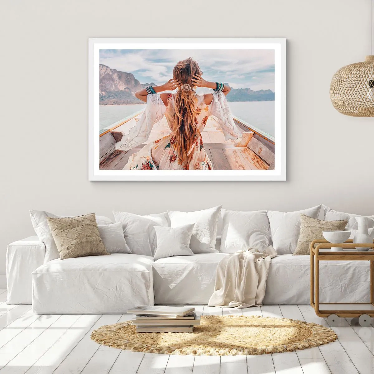 Poster in einem weißen Rahmen - Auf dem Weg zum Glück - 100x70 cm
