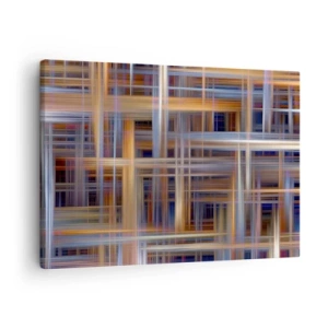 Bild auf Leinwand - Leinwandbild - Abstrakte geometrische Muster in Pastellfarben - 70x50cm - Aus Licht gewebt - Moderne Wanddekoration für Wohnzimmer und Schlafzimmer ARTTOR
