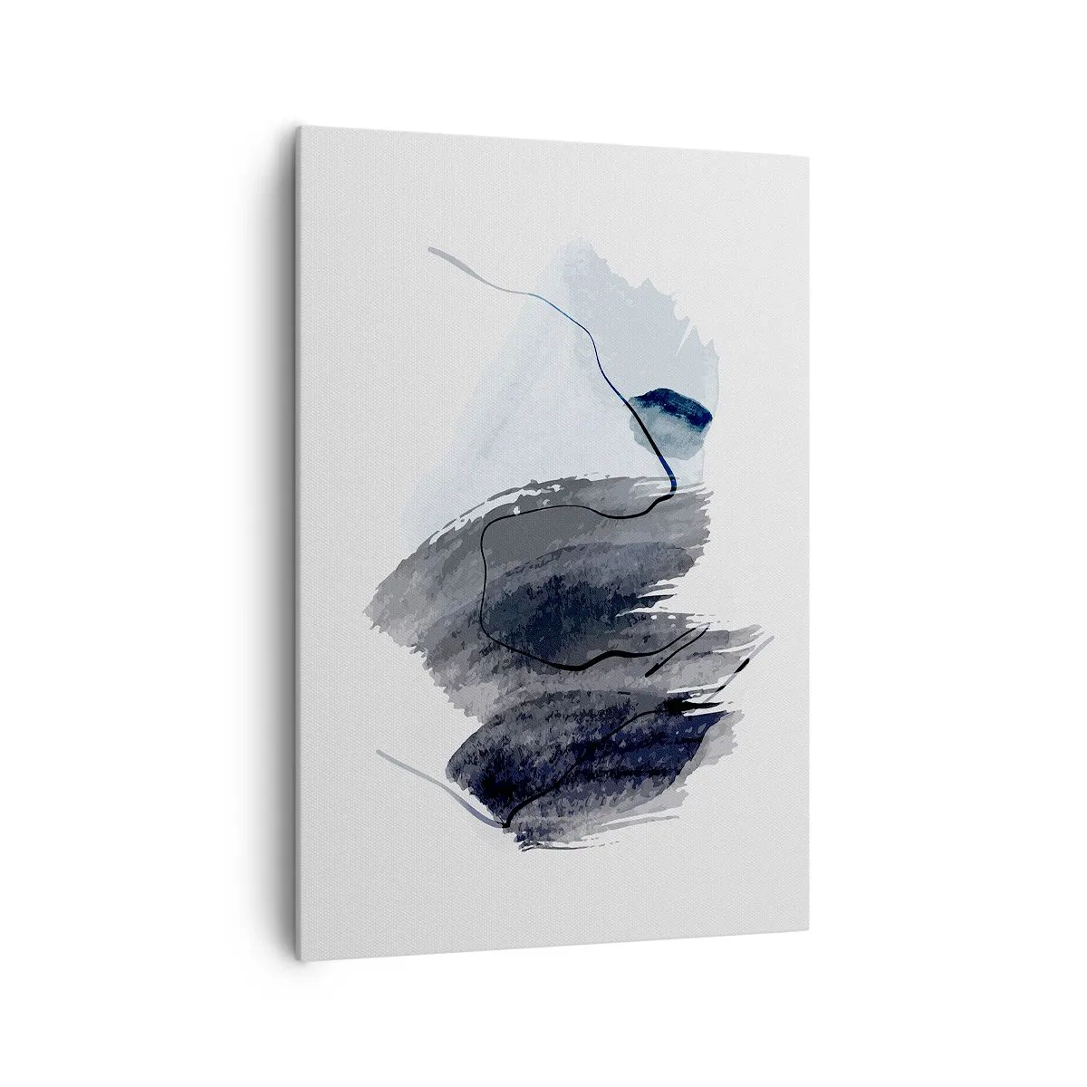 Bild auf Leinwand - Leinwandbild - Abstrakte Komposition in Grau- und Blautönen - 70x100cm - Intensität und Bewegung - Moderne Wanddekoration für Wohnzimmer und Schlafzimmer ARTTOR