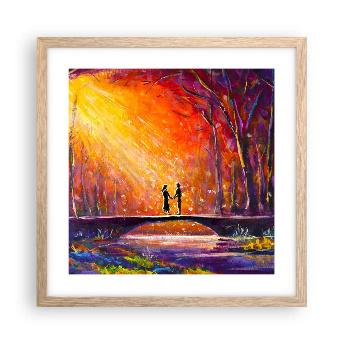 Poster in einem Rahmen aus heller Eiche - Der Himmel liebt sie auch - 40x40 cm