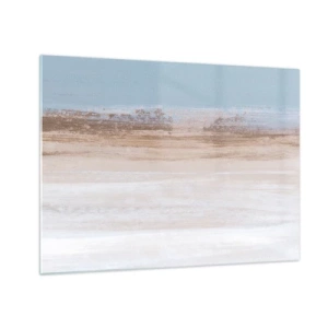 Glasbild - Bild auf glas - Abstrakte Landschaft mit pastellfarbenem Himmel und Erde - 70x50cm - Mehrdeutige Landschaft - Moderne Wanddekoration für Wohnzimmer und Schlafzimmer ARTTOR