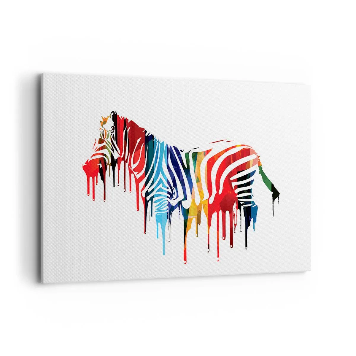 Bild auf Leinwand - Leinwandbild - Abstraktes Zebra in bunten Farben mit Lackeffekt - 120x80cm - Nicht nur schwarz-weiß - Moderne Wanddekoration für Wohnzimmer und Schlafzimmer ARTTOR