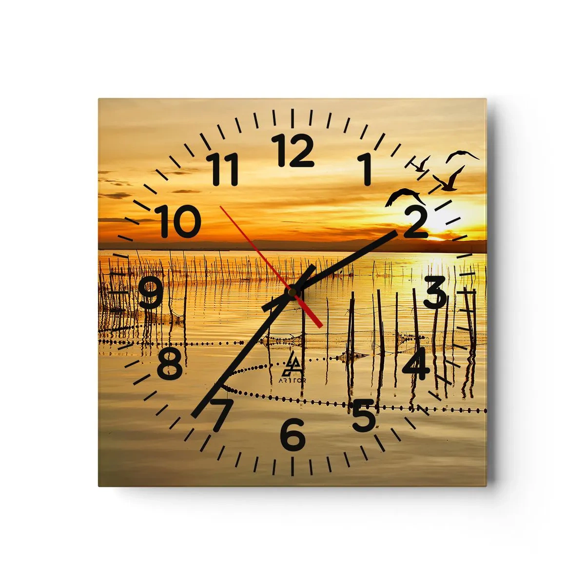Wanduhr - Glasuhr - In der Fischerei - 40x40 cm
