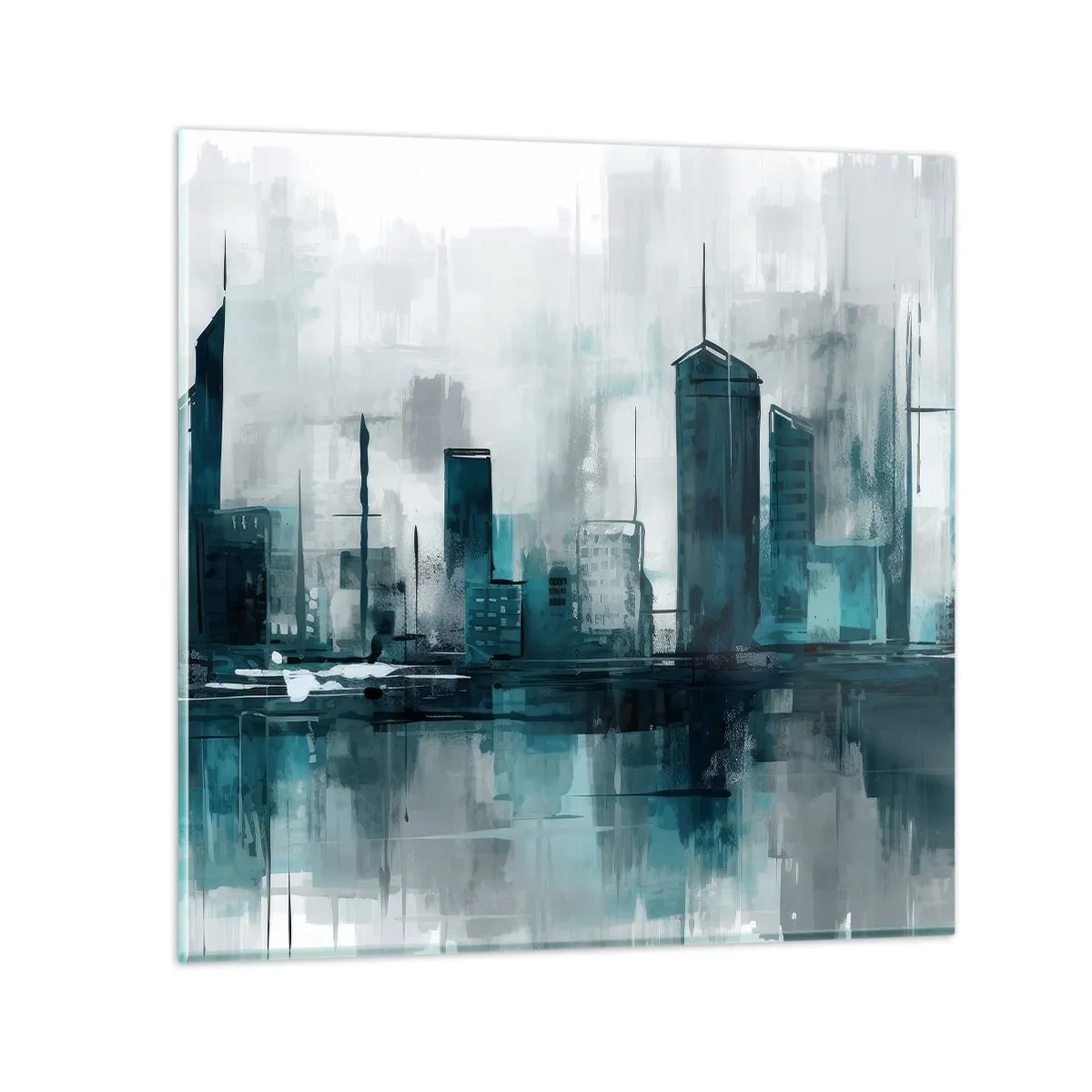 Glasbild - Bild auf glas - Eine Stadt in der Farbe des Regens - 40x40 cm