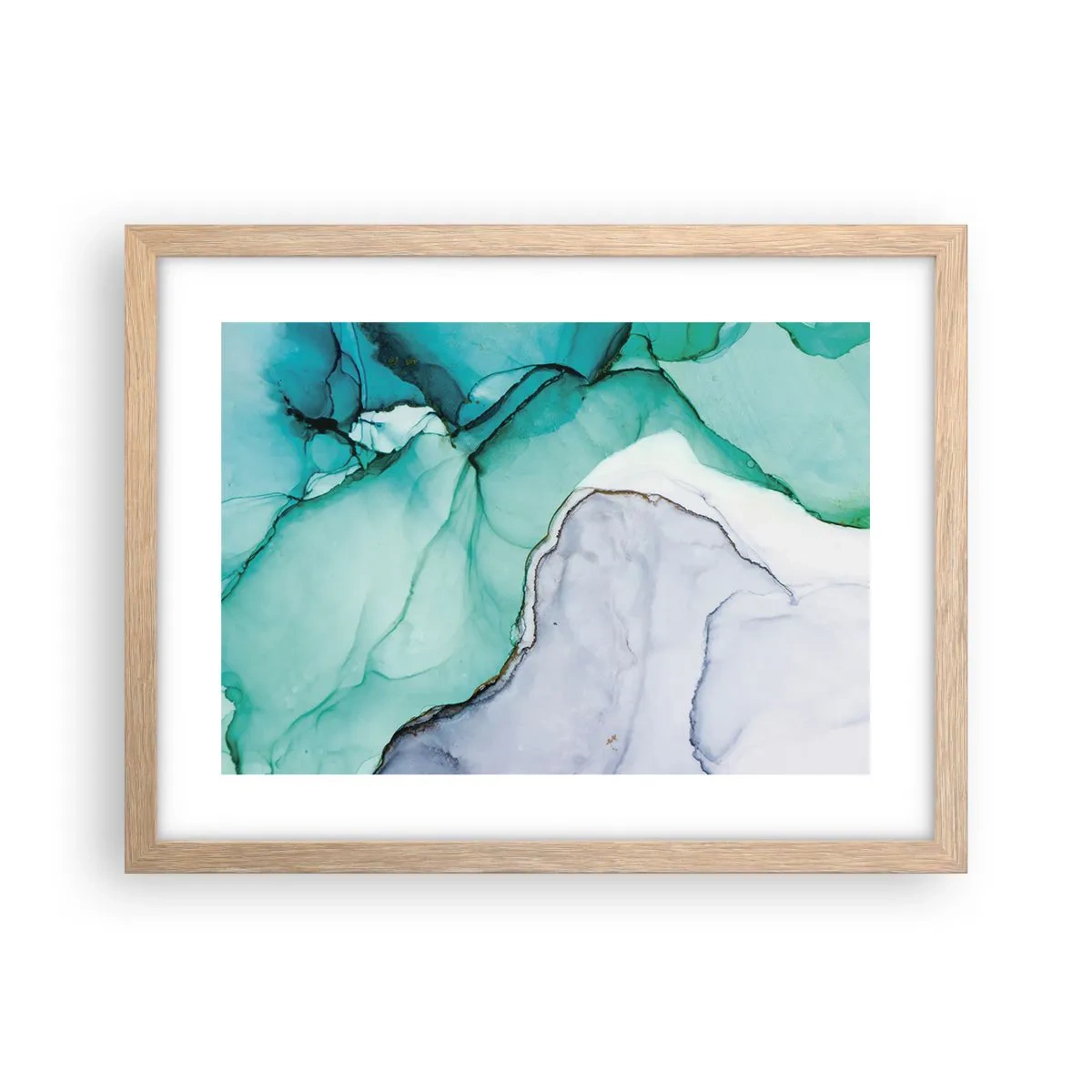 Poster in einem Rahmen aus heller Eiche - Eine Studie in Türkis - 40x30 cm