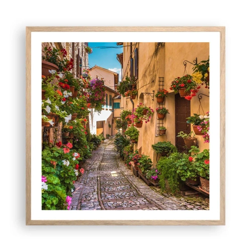 Poster in einem Rahmen aus heller Eiche - Italienische Gasse - 60x60 cm