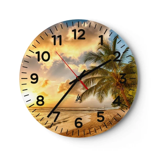 Wanduhr - Glasuhr - Ewiger Sommer, immer Urlaub - 40x40 cm