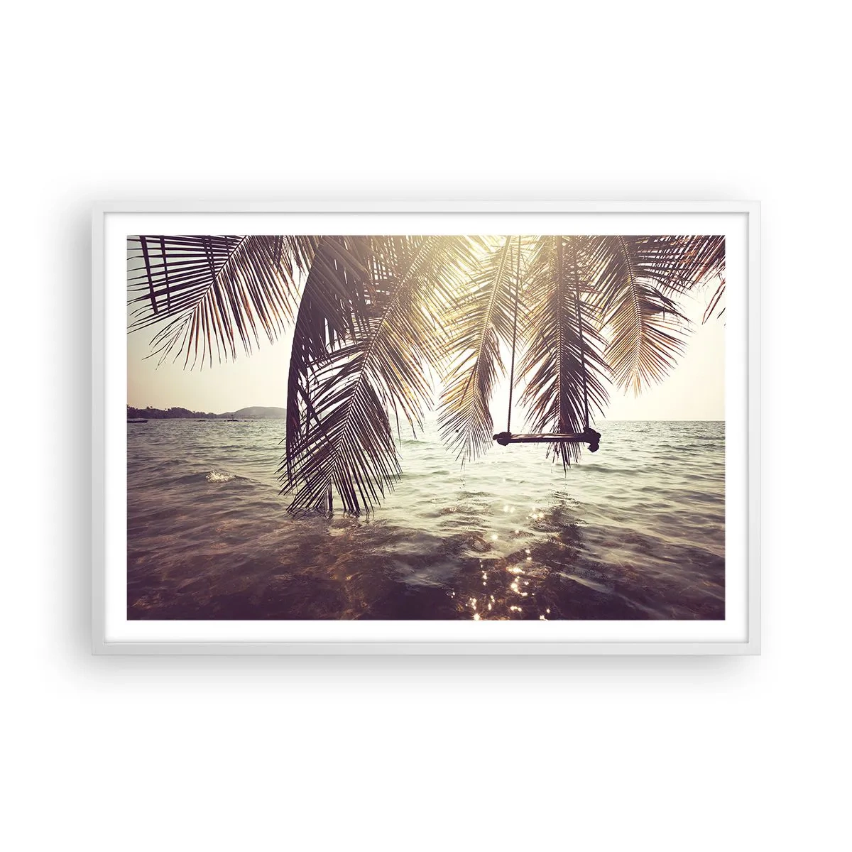 Poster in einem weißen Rahmen - Sie können nach Belieben in den Wolken schwingen - 91x61 cm