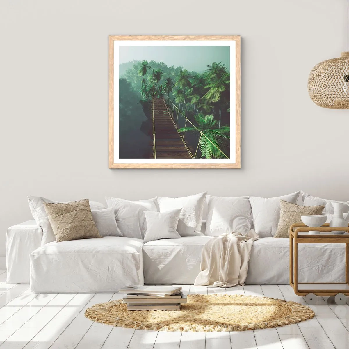 Poster in einem Rahmen aus heller Eiche - Über der Brandung des Grüns - 50x50 cm