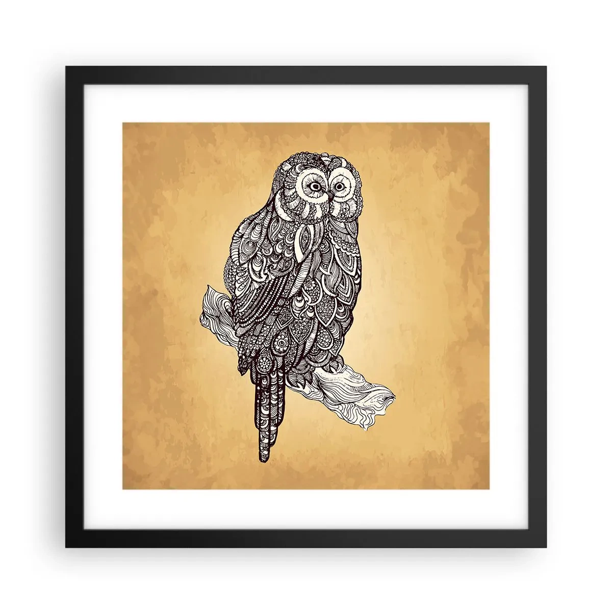 Poster in einem schwarzem Rahmen - Kunstvolle Ornamente der Weisheit - 40x40 cm